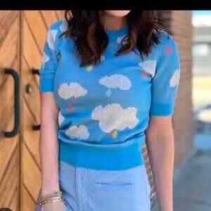 Modcloth My Candy Rain Short Sleeve Sweater Large